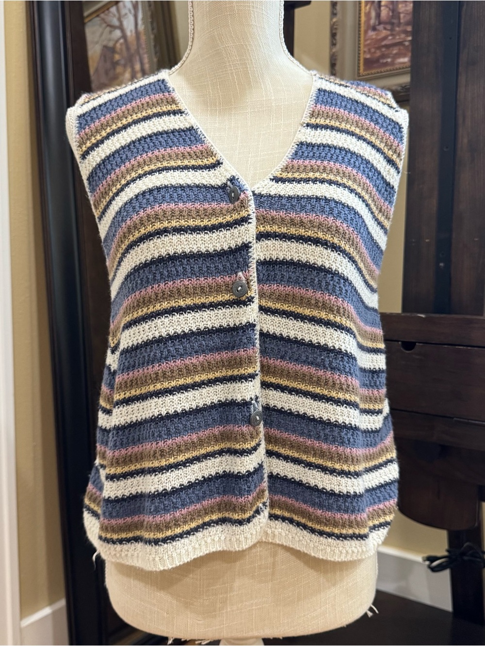 Striped Sleeveless Knit Vest Vintage